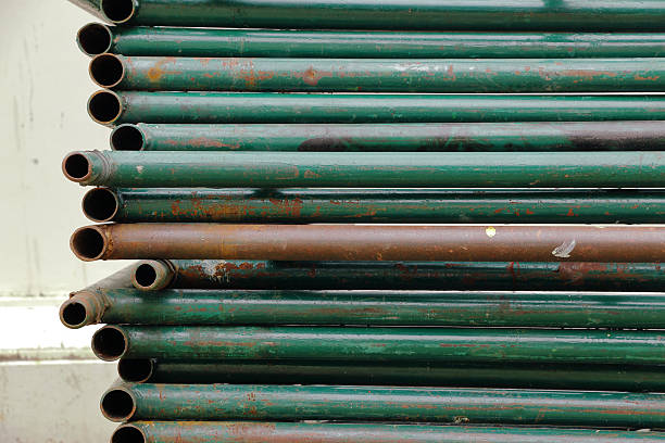 rusty metal pipelines background, pipelines construction of scaffolding
