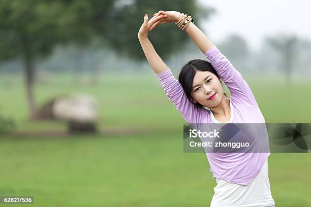 Chinese Female Yoga Stock Photo - Download Image Now - Adult, Adults Only, Agility