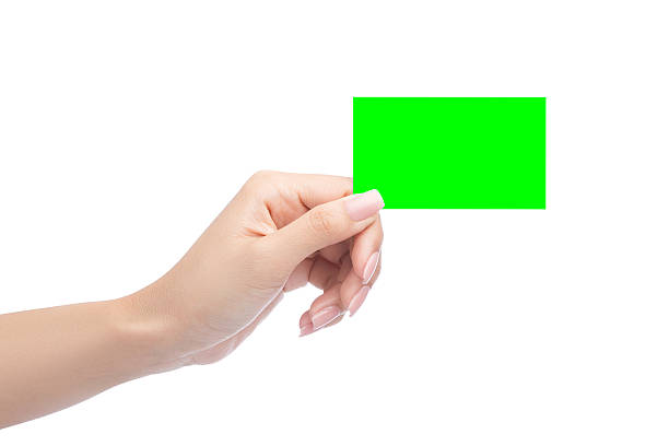 Showing blank business card stock photo