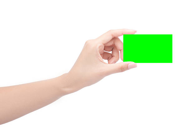 istock Showing blank business card 628218288