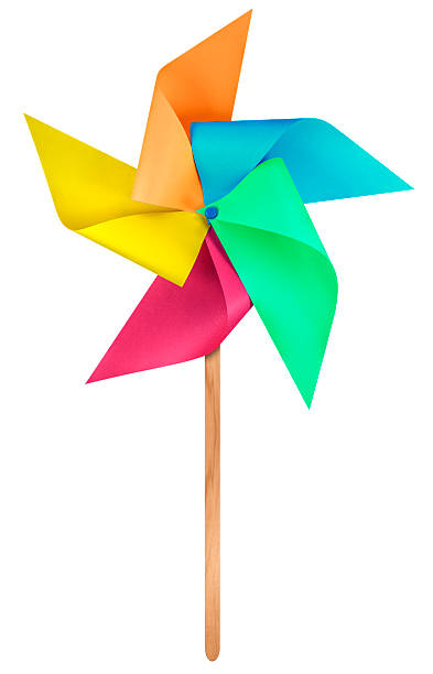 бумажная ветряная мельница pinwheel - красочные - weather vane стоковые фото и изображения