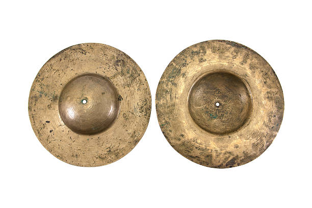 istock Old two cymbals isolated on white background.Old cymbals isolated 628220414
