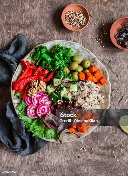 Quinoa And Veggies Bowl Healthy Vegetarian Diet Food Concept Stock Photo - Download Image Now