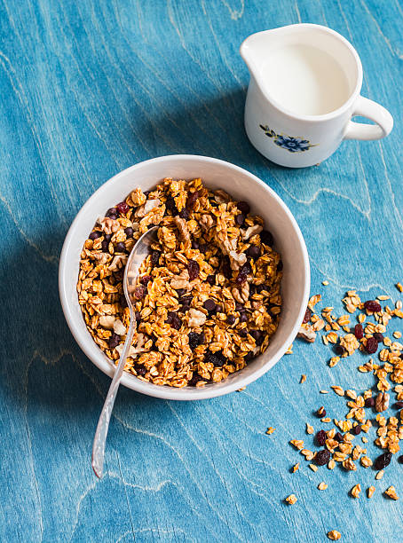 istock Pumpkin, chocolate, raisins, walnuts granola and milk. 628233214