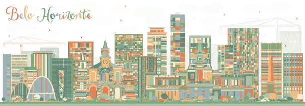 Vector illustration of Abstract Belo Horizonte Skyline with Color Buildings.