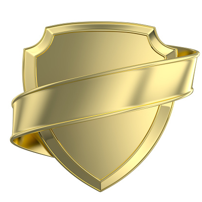 3d gold shield and ribbon