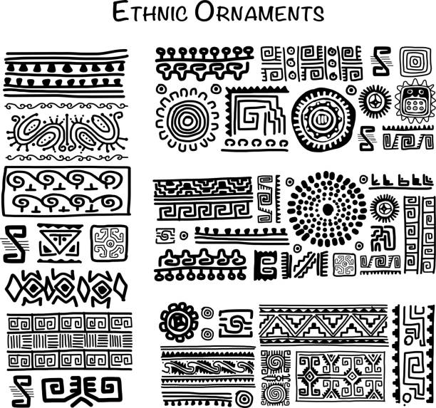 ethnische handgefertigte ornament für ihr design  - griechisches tattoo stock-grafiken, -clipart, -cartoons und -symbole