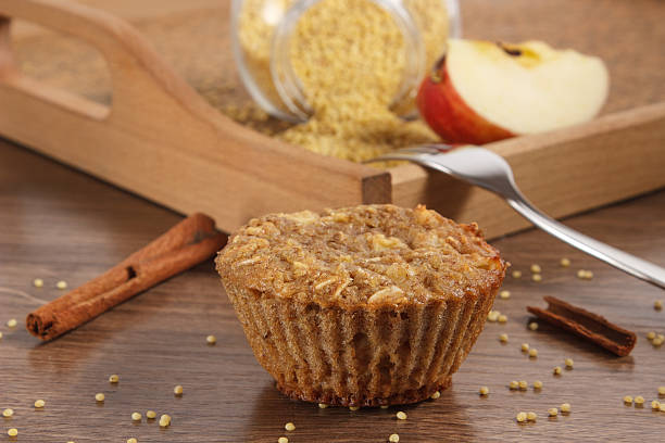 istock Fresh muffin with millet groats, cinnamon and apple 628246820