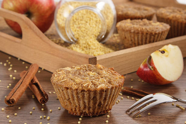 istock Fresh muffin with millet groats, cinnamon and apple 628246884