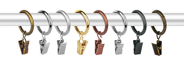 istock Metal rings with clips for curtain cornices 628247336