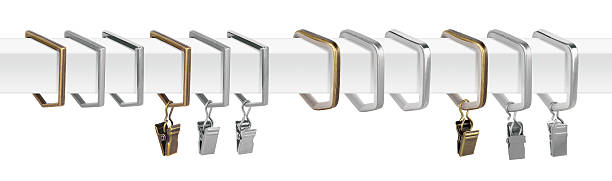istock Metal rings with clips for curtain cornices 628247504