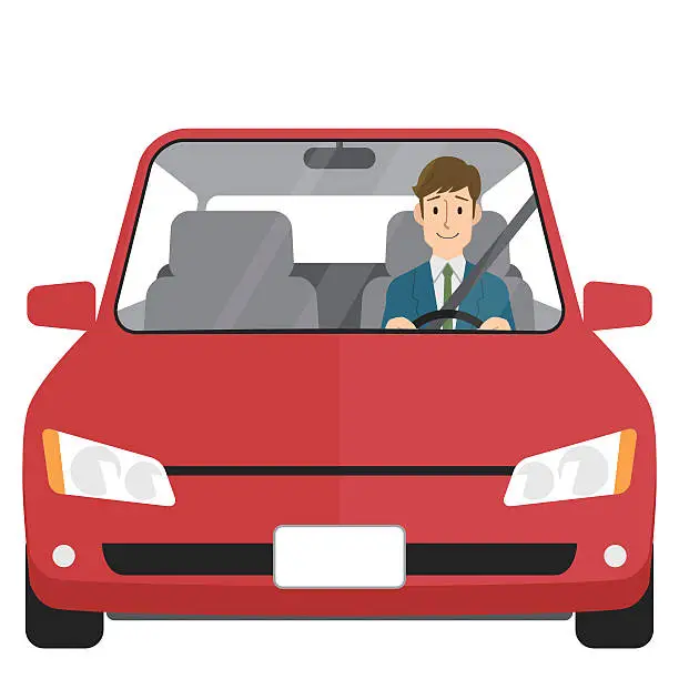 Vector illustration of Man driving car