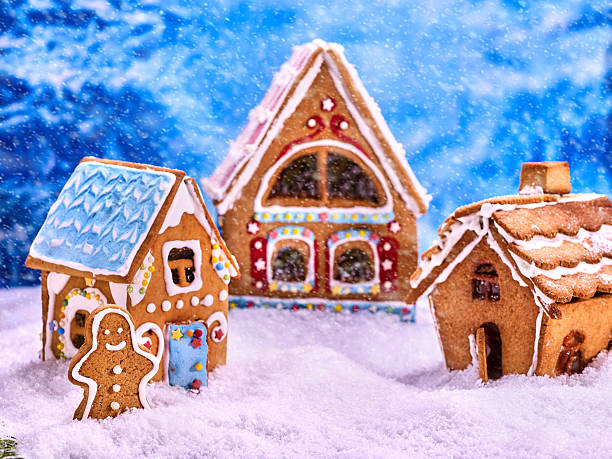 istock Three fabulous gingerbread house for Christmas. 628248164