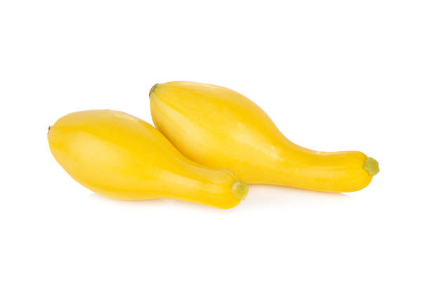 whole fresh squash crookneck on white background