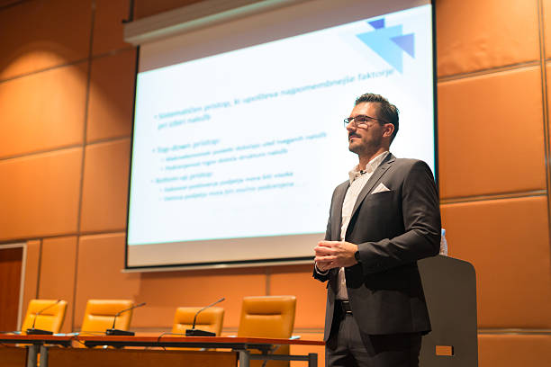 istock Speaker giving talk on podium at Business Conference. 628263428