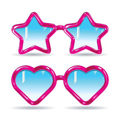 different types of glasses lenses in the shape of a heart and star glasses frame pink