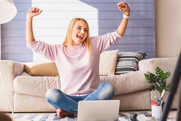 istock Successful girl expressing positive emotions 628295768