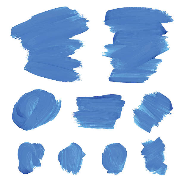 набор синих акварели на белом фоне - paintbrush wallpaper brush paper creativity stock illustrations