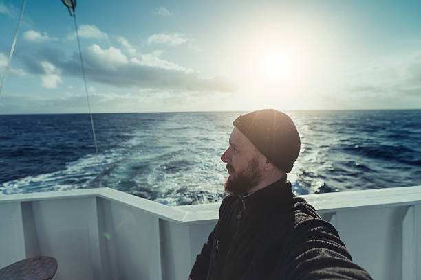 istock Fishermen at work: selfie from the trawler with sailing 628296950