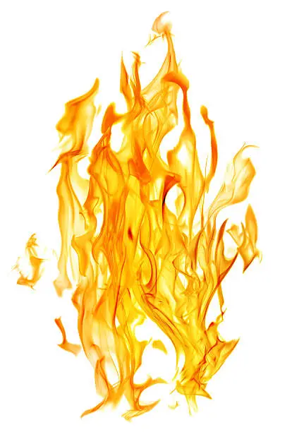 yellow flame isolated on white background