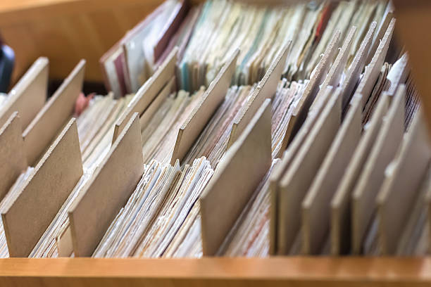 istock File folders in a file cabinet, card catalog 628304516