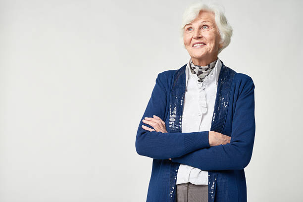 istock Stylish female senior smiling 628304558