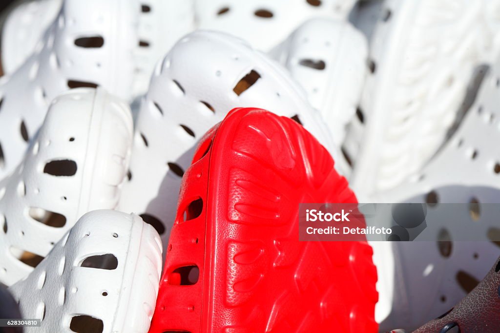 Sommerschuhe Summer shoes on a shoe stand Germany, Europe Crocodile Stock Photo