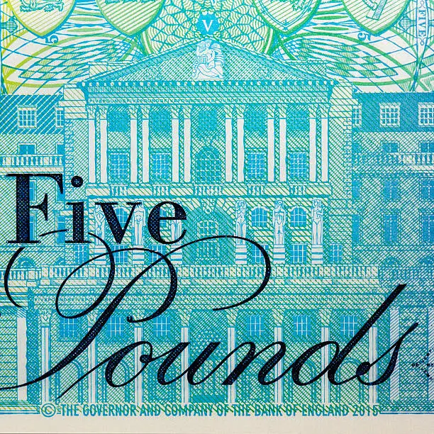 Close-up of a Five Pound Note - Square Format.
