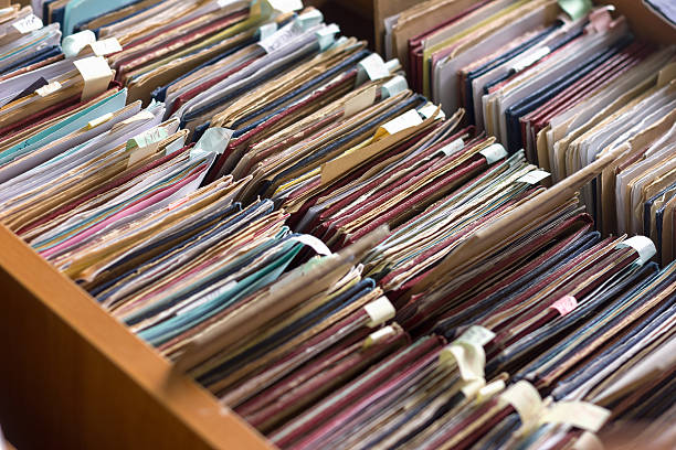 istock File folders in a file cabinet, card catalog 628305384