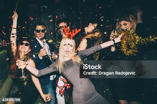 istock Group of friends having fun in the club 628305788