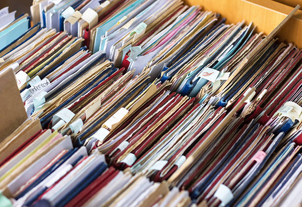 istock File folders in a file cabinet, card catalog 628306340