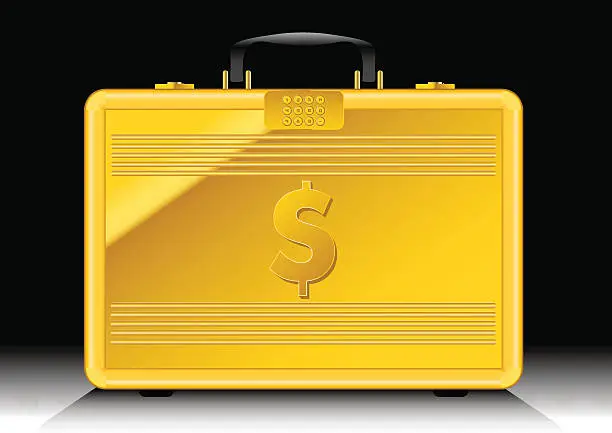 Vector illustration of Gold suitcase with $ sign on side