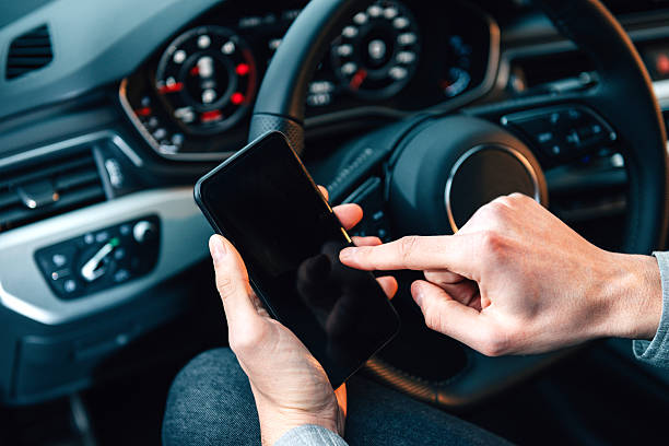 istock Young businessman using new smartphone for business communication 628307264
