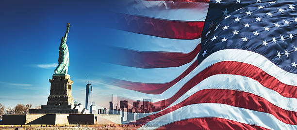 us national flag for a national day on the manhattan