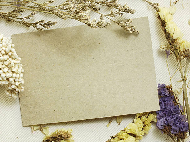 istock paper with dried flowers and space copy background top view 628310964