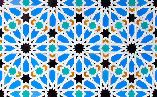 Azulejo - Geometrical Decoration Azulejo - Geometrical Decoration alcazar seville stock pictures, royalty-free photos & images