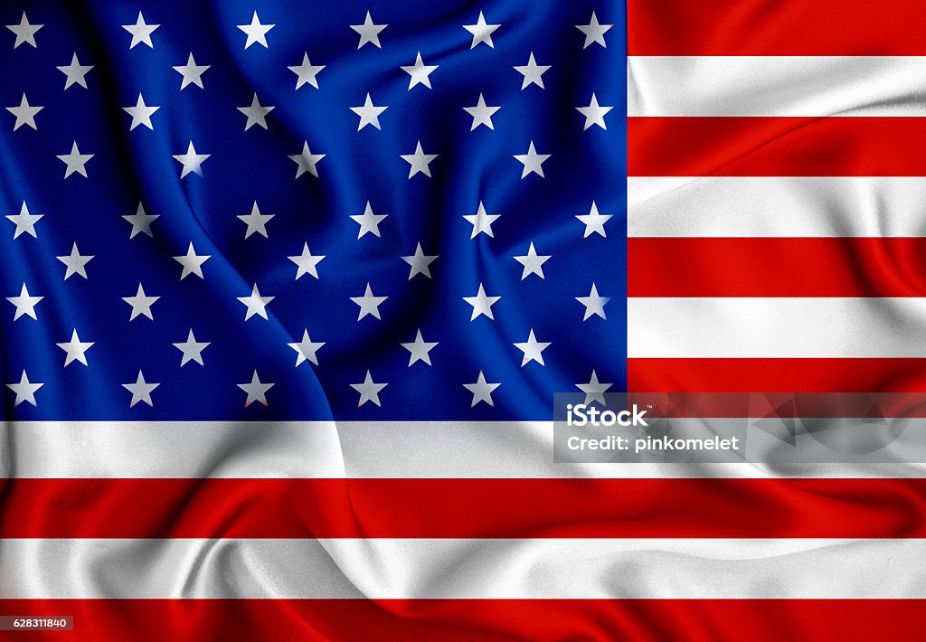 The American flag with wave  luxury silk or satin fabric The American flag with wave  luxury silk or satin fabric background Abstract Stock Photo