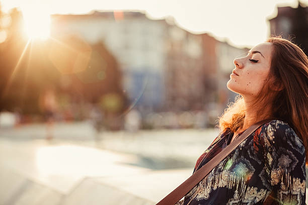 Relaxed woman outside