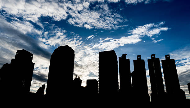istock Buildings Sihouette with Blue sky 628316964