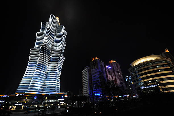 istock Night view of Pyongyang city 628318194
