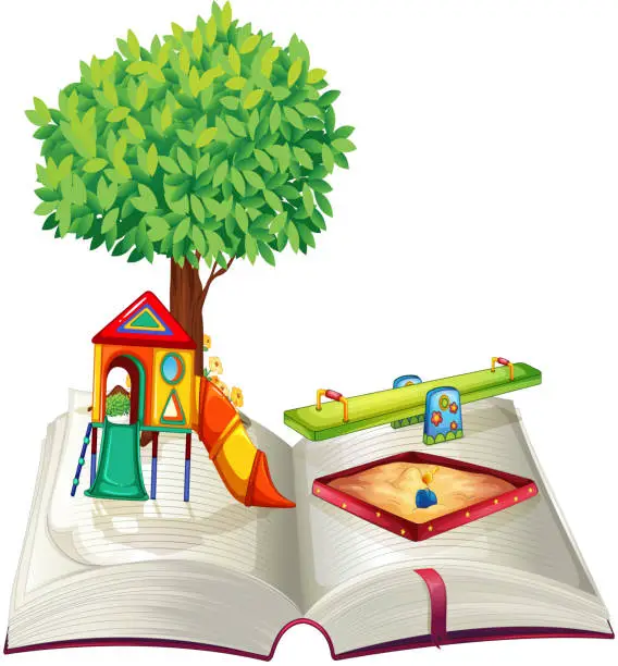 Vector illustration of Book of playground in park