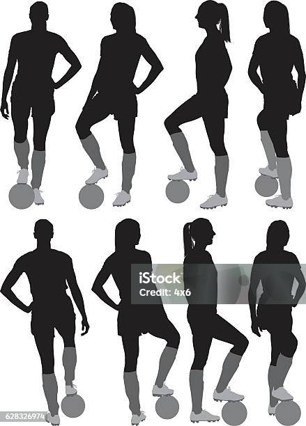 Female Soccer Player Standing Stock Illustration - Download Image Now - Soccer Player, Females, In Silhouette