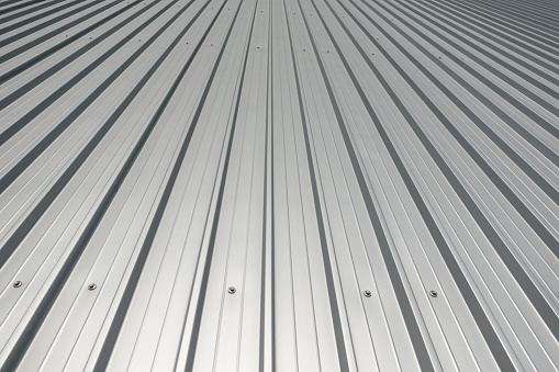 Silver corrugated aluminium