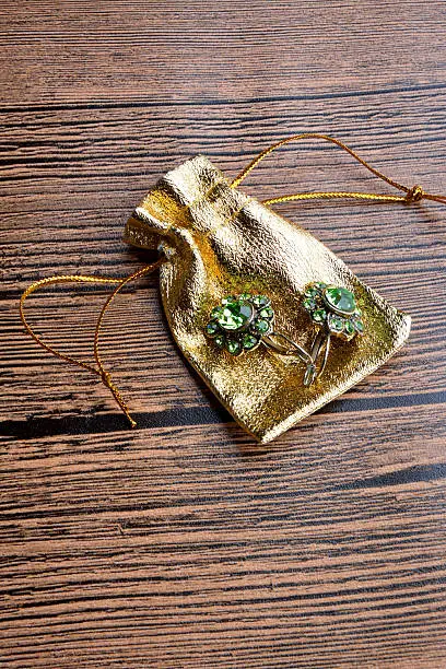 earring on decorative giftbag