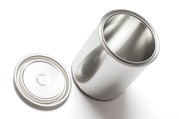 Open Tin Paint Can with Clipping Path stock photo