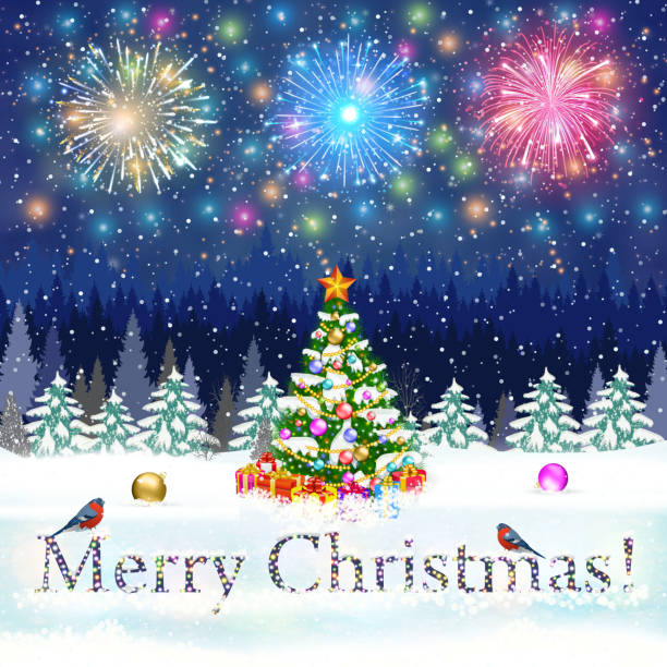 istock Christmas vintage greeting card on winter village 628330868