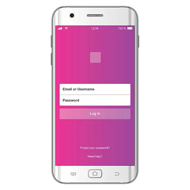 Vector illustration of Vector login smartphone interface