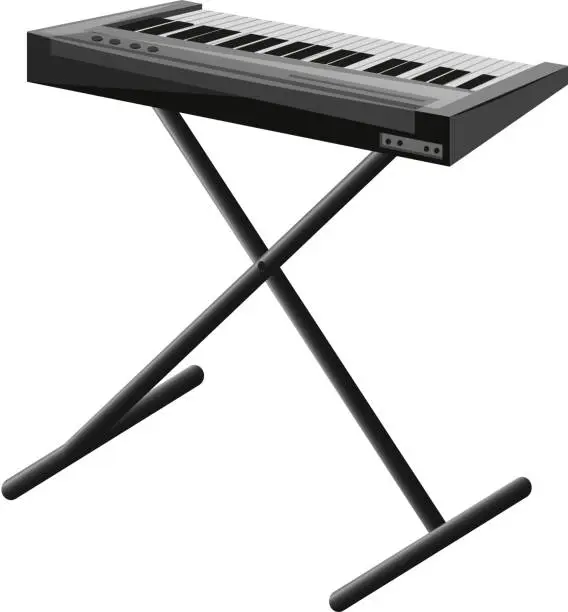 Vector illustration of Electronic piano on metal stand