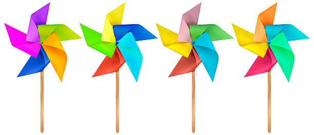 istock Paper windmill pinwheels - Colorful 628343544