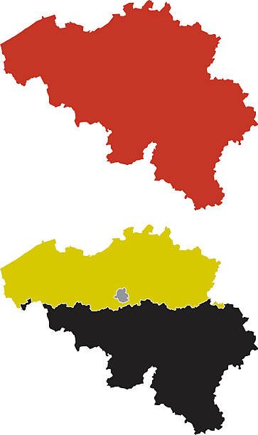 kształt belgii i jej regionów - belgia stock illustrations